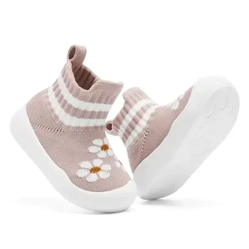 Engtoy Baby Shoes & Socks - Non-Slip Breathable Slippers with Soft Rubber Sole - Baby Boys & Girls Slip On Sneakers - 4