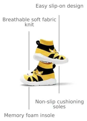 Engtoy Baby Shoes & Socks - Non-Slip Breathable Slippers with Soft Rubber Sole - Baby Boys & Girls Slip On Sneakers - ENGTOY (1)