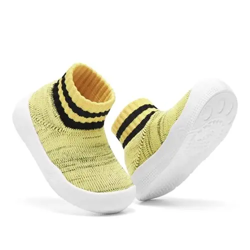 Engtoy Baby Shoes & Socks - Non-Slip Breathable Slippers with Soft Rubber Sole - Baby Boys & Girls Slip On Sneakers - 3