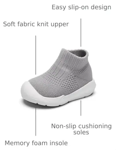 Engtoy Baby Shoes & Socks - Non-Slip Breathable Slippers with Soft Rubber Sole - Baby Boys & Girls Slip On Sneakers - 3