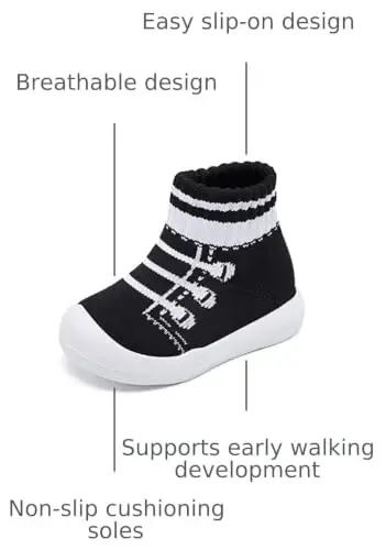 Engtoy Baby Shoes & Socks - Non-Slip Breathable Slippers with Soft Rubber Sole - Baby Boys & Girls Slip On Sneakers - 3