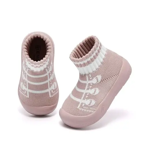 Engtoy Baby Shoes & Socks - Non-Slip Breathable Slippers with Soft Rubber Sole - Baby Boys & Girls Slip On Sneakers - 4