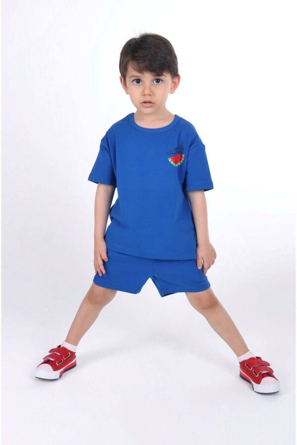 Enjoy Summer Watermelon Teal Blue 2-Piece Boys Shorts Oversize Basic Tshirt Set Tye0004 - 8