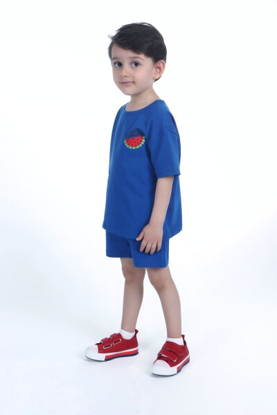 Enjoy Summer Watermelon Teal Blue 2-Piece Boys Shorts Oversize Basic Tshirt Set Tye0004 - 1