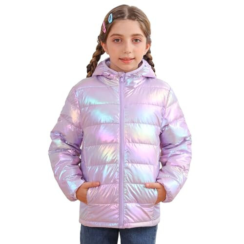 Enlifety 4-12T Girls Jacket Lightweight Winter Coats with Pockets Warm Puffer Outwear - 1