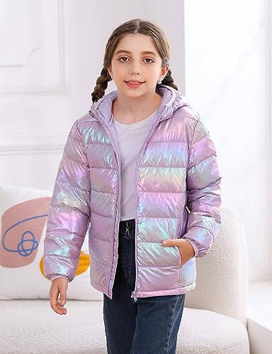 Enlifety 4-12T Girls Jacket Lightweight Winter Coats with Pockets Warm Puffer Outwear - 5