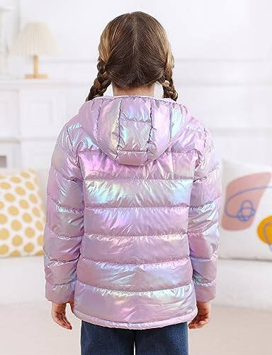 Enlifety 4-12T Girls Jacket Lightweight Winter Coats with Pockets Warm Puffer Outwear - 6