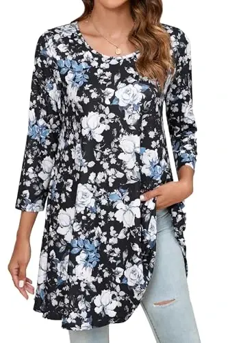 ENMAIN Ayollar Toplari 3/4 Yengli Hashamatli Kundalik Katta Hajmli Tunik Toplar Legginglar Bilan Kiyish Uchun Belanchak Yengil Ko'ylak Keng Bichimli Bluzkalar - 1