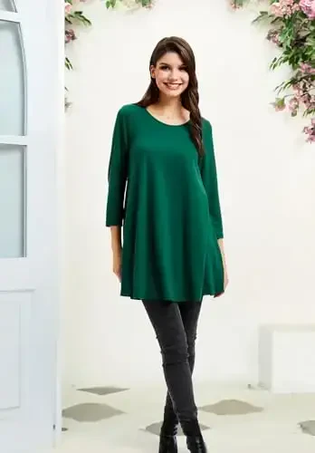 ENMAIN Ayollar Tunik Toplari 3/4 Yengli Katta O'lcham Bo'sh Tuniklar Hashamatli Kundalik Paisley Gul Swing Flare Leggings uchun Top - 6