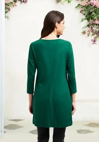 ENMAIN Ayollar Tunik Toplari 3/4 Yengli Katta O'lcham Bo'sh Tuniklar Hashamatli Kundalik Paisley Gul Swing Flare Leggings uchun Top - ENMAIN (1)