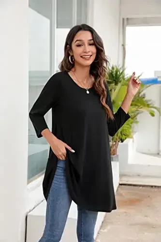 ENMAIN Ayollar Tunik Toplari 3/4 Yengli Katta O'lchamli Keng Kesimli Tuniklar Shimlar uchun Chiroyli Kundalik Paisley Gullari Bilan Bezakli Top - 3