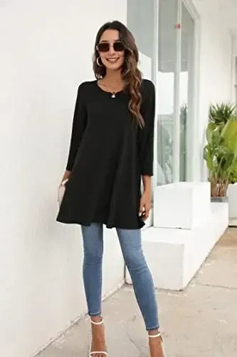 ENMAIN Ayollar Tunik Toplari 3/4 Yengli Katta O'lchamli Keng Kesimli Tuniklar Shimlar uchun Chiroyli Kundalik Paisley Gullari Bilan Bezakli Top - 5