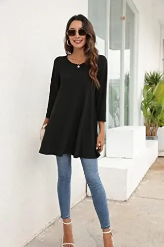 ENMAIN Ayollar Tunik Toplari 3/4 Yengli Katta O'lchamli Keng Kesimli Tuniklar Shimlar uchun Chiroyli Kundalik Paisley Gullari Bilan Bezakli Top - 5