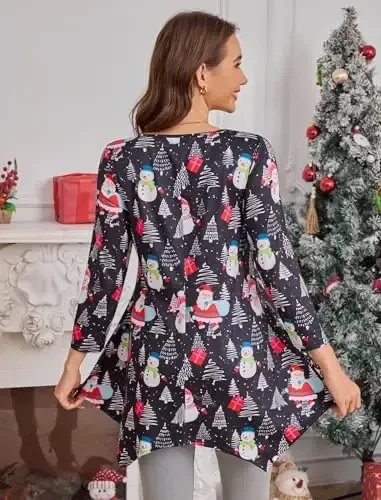 ENMAIN Ayollar Tunikasi Toplari 3/4 Uzunlikdagi Yengli Katta O'lchamli Uzun Toplar Leggingslar bilan Kiyish uchun Kundalik Keng Fasonli Ko'ylaklar - 3