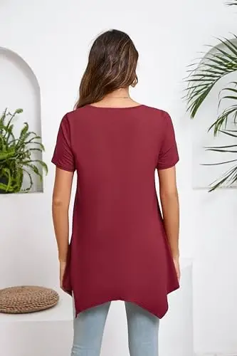 ENMAIN Tunic Tops for Women Plus Size Short Sleeve Top Loose Fit Dressy Casual Swing Summer Tunics Tops to Wear with Leggings - 12