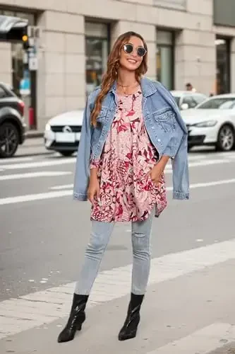 ENMAIN Ayollar uchun toplar 3/4 yengli katta o'lchamdagi tuniklar legginglar bilan kiyish uchun Hashamatli kundalik keng bluzkalar Swing Flare futbolka S-5XL - 6