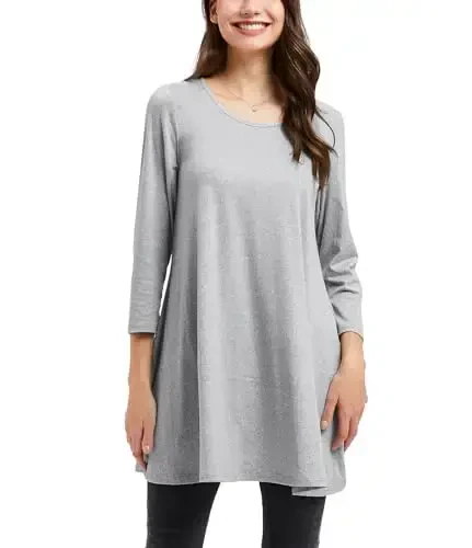 ENMAIN Ayollar uchun toplar 3/4 yengli katta o'lchamli tunikalar legginglar bilan kiyish uchun moda kundalik keng bluzkalar belanchak keng futbolka S-5XL - 1