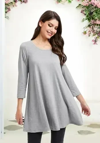 ENMAIN Ayollar uchun toplar 3/4 yengli katta o'lchamli tunikalar legginglar bilan kiyish uchun moda kundalik keng bluzkalar belanchak keng futbolka S-5XL - 3