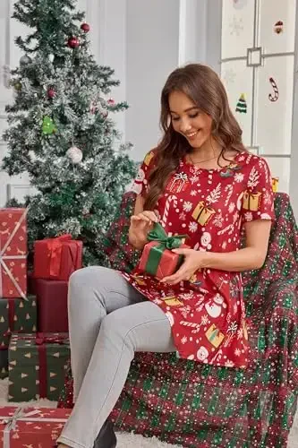 ENMAIN Ayollar uchun tunika toplari Plus Size qisqa yengli top keng bichimli nafis kundalik yozgi tunikalar Leggings bilan kiyish uchun toplar - 4