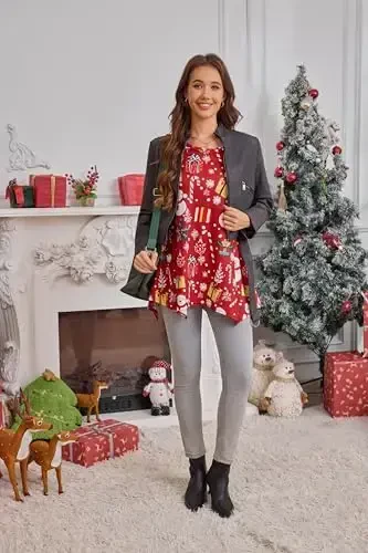 ENMAIN Ayollar uchun tunika toplari Plus Size qisqa yengli top keng bichimli nafis kundalik yozgi tunikalar Leggings bilan kiyish uchun toplar - 6