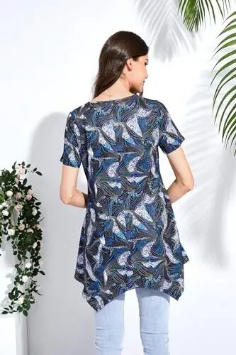 ENMAIN Ayollar uchun tunikalar Plus Size Qisqa yengli top Bo'sh Kiyimli kundalik yozgi tunikalar Leggings bilan kiyish uchun toplar - 11