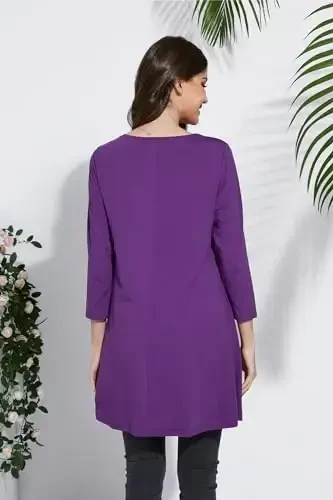 ENMAIN Tunic Tops for Women 3/4 Sleeve Plus Size Women's Tunics Loose Fit Floral Swing Flare Ladies Blouse for Leggings - ENMAIN (1)