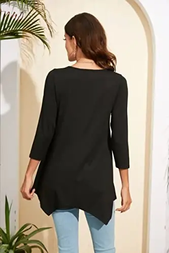 ENMAIN Womens Tunics Tops 3/4 Length Sleeve Plus Size Long Tops to Wear with Leggings Casual Loose Fit Dressy Flowy Blouses - 7