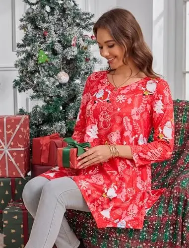 ENMAIN Womens Tunics Tops 3/4 Length Sleeve Plus Size Long Tops to Wear with Leggings Casual Loose Fit Dressy Flowy Blouses - 5