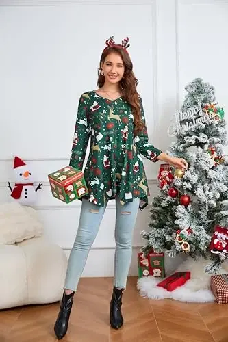 ENMAIN Womens Tunics Tops 3/4 Length Sleeve Plus Size Long Tops to Wear with Leggings Casual Loose Fit Dressy Flowy Blouses - 6