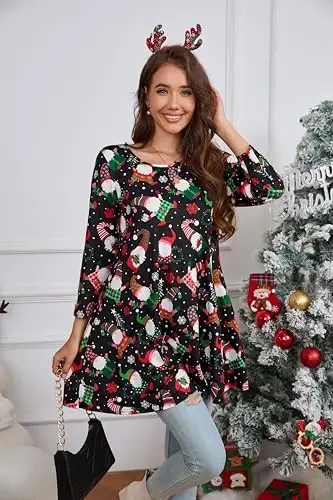 ENMAIN Womens Tunics Tops 3/4 Length Sleeve Plus Size Long Tops to Wear with Leggings Casual Loose Fit Dressy Flowy Blouses - 4