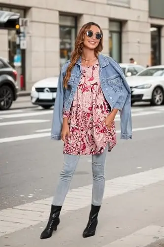 ENMAIN Womens Tops 3/4 Sleeve Plus Size Tunics to Wear with Leggings Dressy Casual Loose Blouses Swing Flare T-Shirt S-5XL - 6