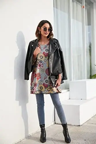 ENMAIN Womens Tops 3/4 Sleeve Plus Size Tunics to Wear with Leggings Dressy Casual Loose Blouses Swing Flare T-Shirt S-5XL - 5