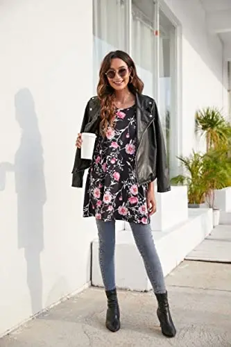 ENMAIN Womens Tops 3/4 Sleeve Plus Size Tunics to Wear with Leggings Dressy Casual Loose Blouses Swing Flare T-Shirt S-5XL - 5