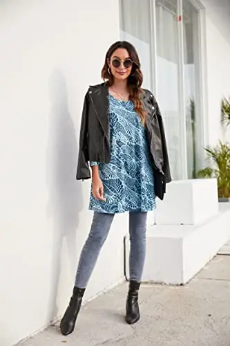 ENMAIN Womens Tops 3/4 Sleeve Plus Size Tunics to Wear with Leggings Dressy Casual Loose Blouses Swing Flare T-Shirt S-5XL - 5