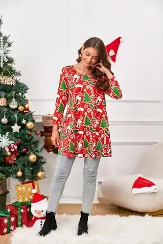 ENMAIN Women's Tops 3/4 Sleeve Dressy Casual Plus Size Tunic Tops to Wear with Leggings Swing Flare T-Shirt Loose Fit Blouses - MODAZONE (1)