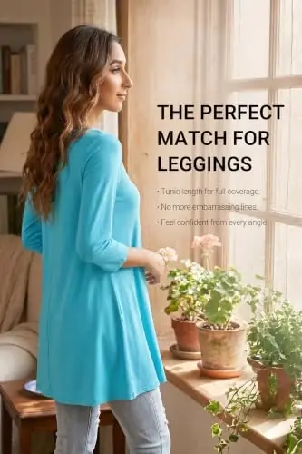 ENMAIN Womens Tops 3/4 Sleeve Tunic Tops Dressy Casual Plus Size Tunic To Wear With Leggings Swing Shirt Loose Fit Blouses - 2