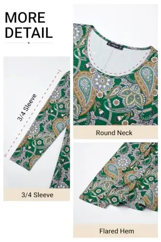 ENMAIN Womens Tops 3/4 Sleeve Tunic Tops Dressy Casual Plus Size Tunic To Wear With Leggings Swing Shirt Loose Fit Blouses - 4