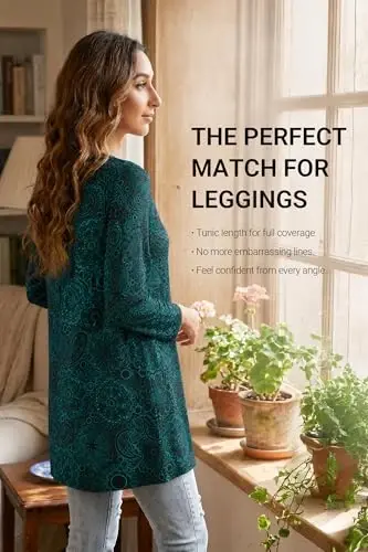 ENMAIN Womens Tops 3/4 Sleeve Tunic Tops Dressy Casual Plus Size Tunic To Wear With Leggings Swing Shirt Loose Fit Blouses - 2