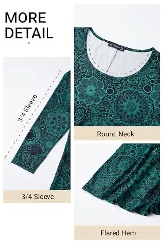 ENMAIN Womens Tops 3/4 Sleeve Tunic Tops Dressy Casual Plus Size Tunic To Wear With Leggings Swing Shirt Loose Fit Blouses - 4