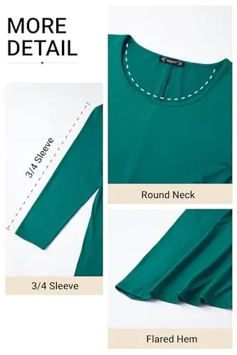 ENMAIN Womens Tops 3/4 Sleeve Tunic Tops Dressy Casual Plus Size Tunic To Wear With Leggings Swing Shirt Loose Fit Blouses - 4