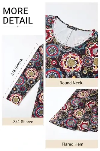 ENMAIN Womens Tops 3/4 Sleeve Tunic Tops Dressy Casual Plus Size Tunic To Wear With Leggings Swing Shirt Loose Fit Blouses - 4