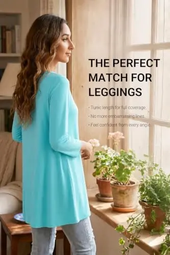 ENMAIN Womens Tops 3/4 Sleeve Tunic Tops Dressy Casual Plus Size Tunic To Wear With Leggings Swing Shirt Loose Fit Blouses - 2