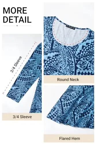 ENMAIN Womens Tops 3/4 Sleeve Tunic Tops Dressy Casual Plus Size Tunic To Wear With Leggings Swing Shirt Loose Fit Blouses - 4