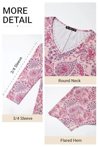 ENMAIN Womens Tops 3/4 Sleeve Tunic Tops Dressy Casual Plus Size Tunic To Wear With Leggings Swing Shirt Loose Fit Blouses - 4