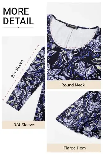 ENMAIN Womens Tops 3/4 Sleeve Tunic Tops Dressy Casual Plus Size Tunic To Wear With Leggings Swing Shirt Loose Fit Blouses - 4