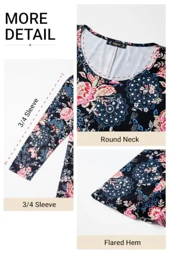 ENMAIN Womens Tops 3/4 Sleeve Tunic Tops Dressy Casual Plus Size Tunic To Wear With Leggings Swing Shirt Loose Fit Blouses - 4