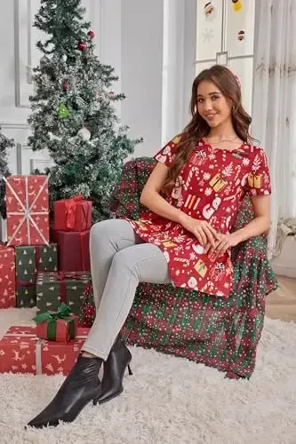 ENMAIN Tunic Tops for Women Plus Size Short Sleeve Top Loose Fit Dressy Casual Swing Summer Tunics Tops to Wear with Leggings - 7