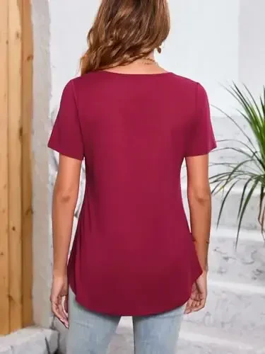 ENMAIN Tunic Tops for Women Plus Size Short Sleeve Top Loose Fit Dressy Casual Swing Summer Tunics Tops to Wear with Leggings - 5