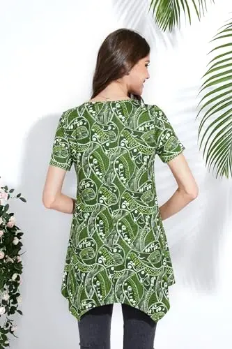 ENMAIN Tunic Tops for Women Plus Size Short Sleeve Top Loose Fit Dressy Casual Swing Summer Tunics Tops to Wear with Leggings - 5