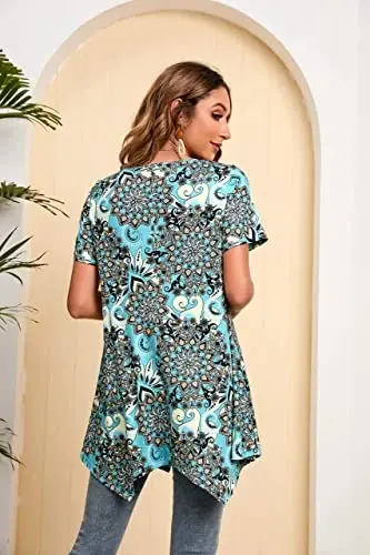 ENMAIN Tunic Tops for Women Plus Size Short Sleeve Top Loose Fit Dressy Casual Swing Summer Tunics Tops to Wear with Leggings - 5